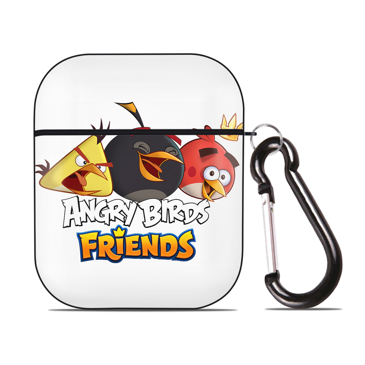（画像用） Angry Birds アングリーバード AirPods 第2世代保護ケース ハードシェル ブラック 耐衝撃・防指紋・カラビナ付き