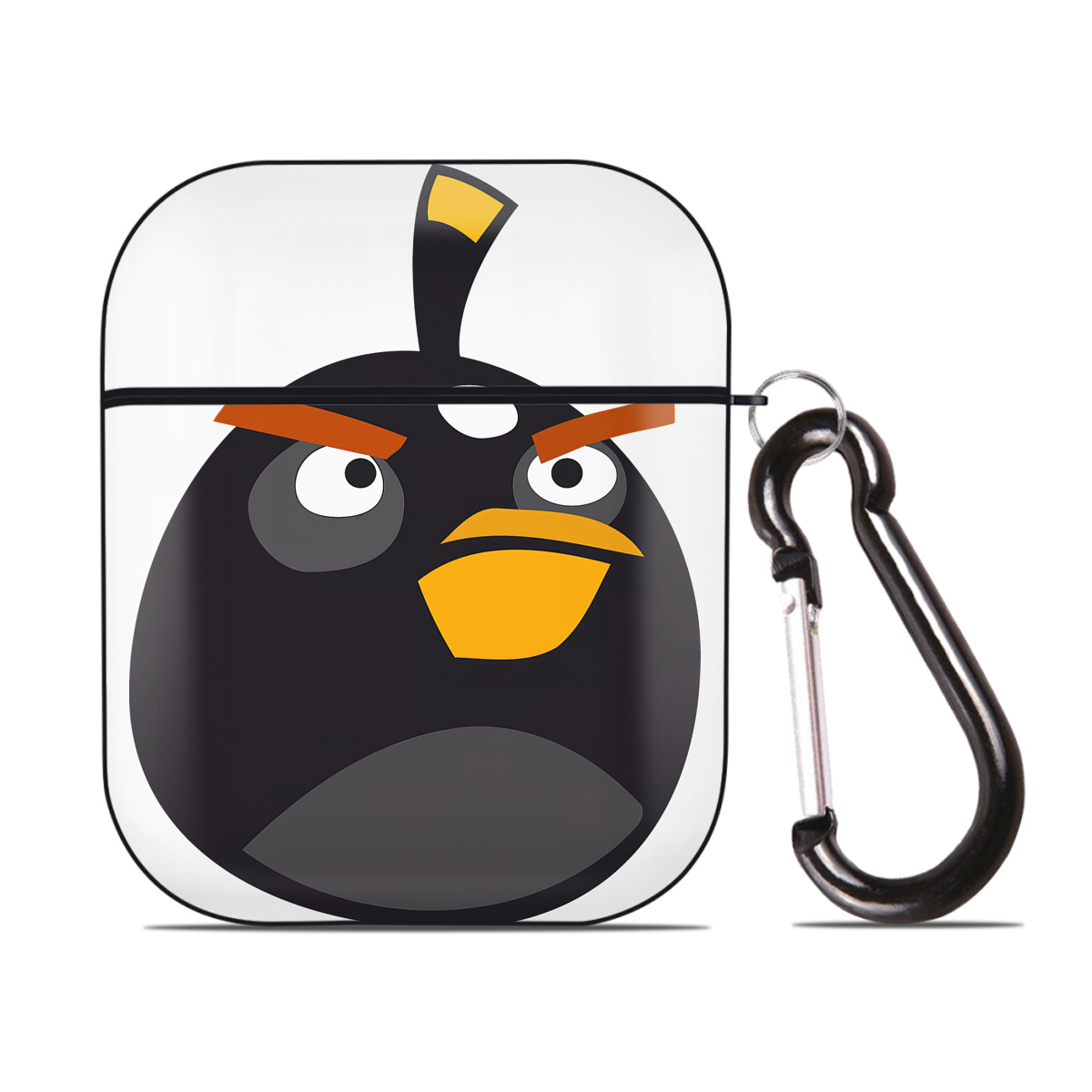 （画像用） Angry Birds アングリーバード AirPods 第2世代保護ケース ハードシェル ブラック 耐衝撃・防指紋・カラビナ付き