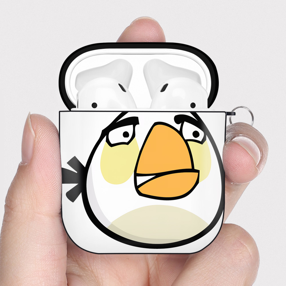 （画像用） Angry Birds アングリーバード AirPods 第2世代保護ケース ハードシェル ブラック 耐衝撃・防指紋・カラビナ付き