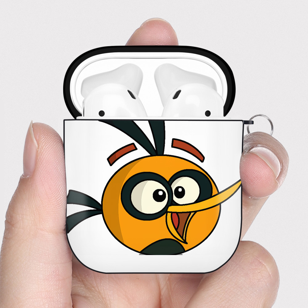 （画像用） Angry Birds アングリーバード AirPods 第2世代保護ケース ハードシェル ブラック 耐衝撃・防指紋・カラビナ付き