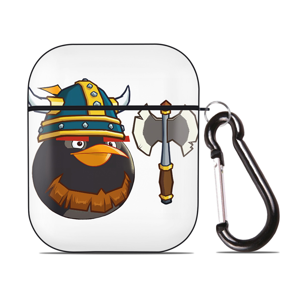 （画像用） Angry Birds アングリーバード AirPods 第2世代保護ケース ハードシェル ブラック 耐衝撃・防指紋・カラビナ付き