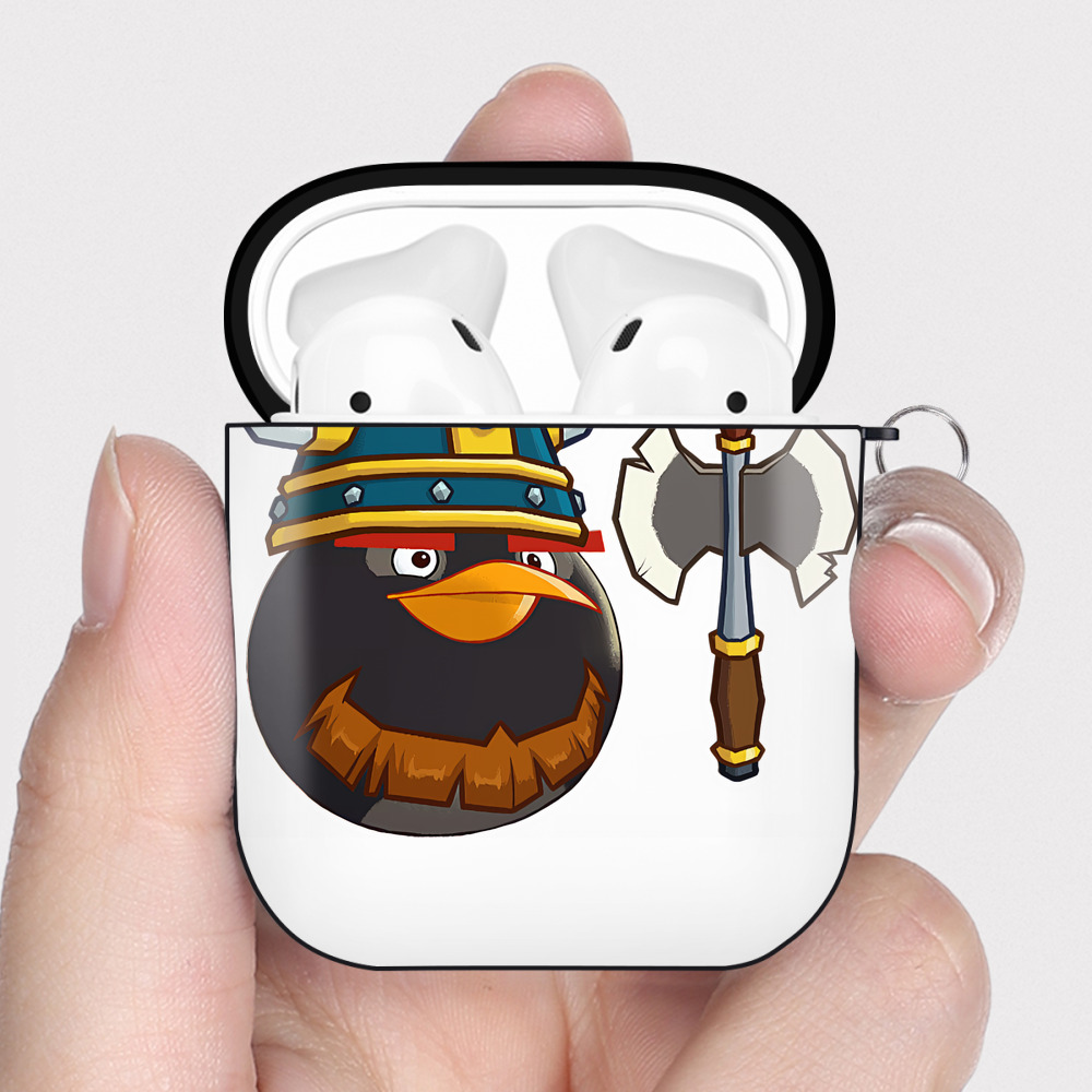（画像用） Angry Birds アングリーバード AirPods 第2世代保護ケース ハードシェル ブラック 耐衝撃・防指紋・カラビナ付き
