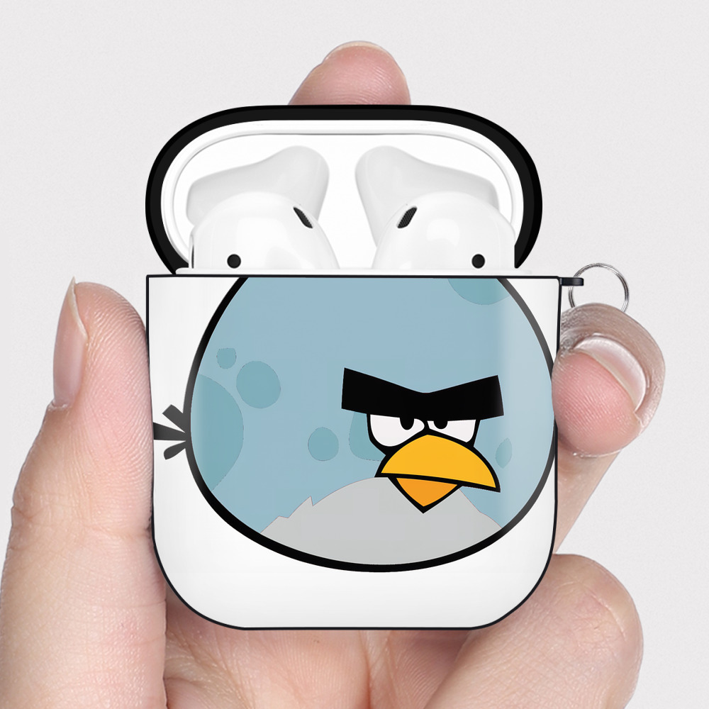 （画像用） Angry Birds アングリーバード AirPods 第2世代保護ケース ハードシェル ブラック 耐衝撃・防指紋・カラビナ付き