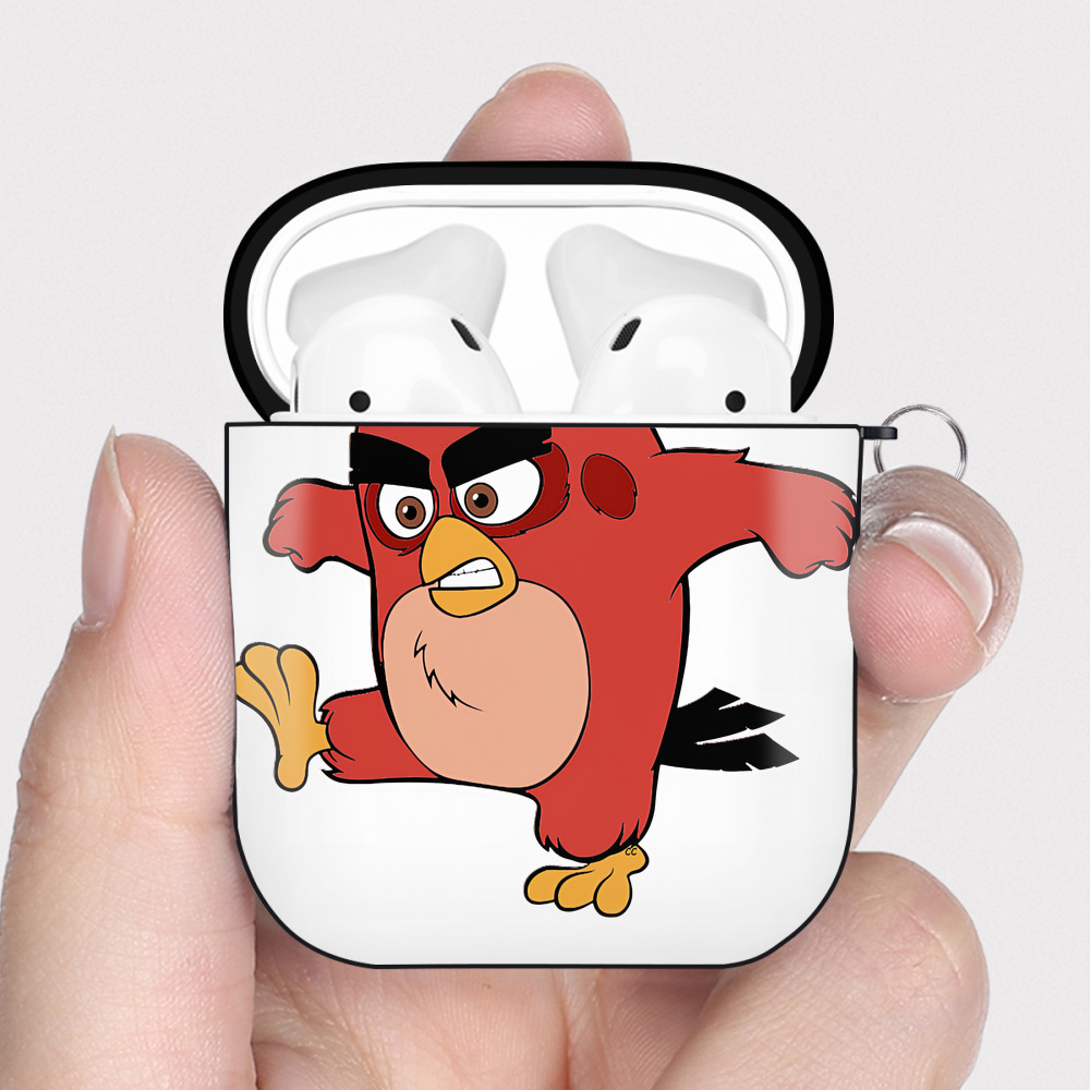 （画像用） Angry Birds アングリーバード AirPods 第2世代保護ケース ハードシェル ブラック 耐衝撃・防指紋・カラビナ付き