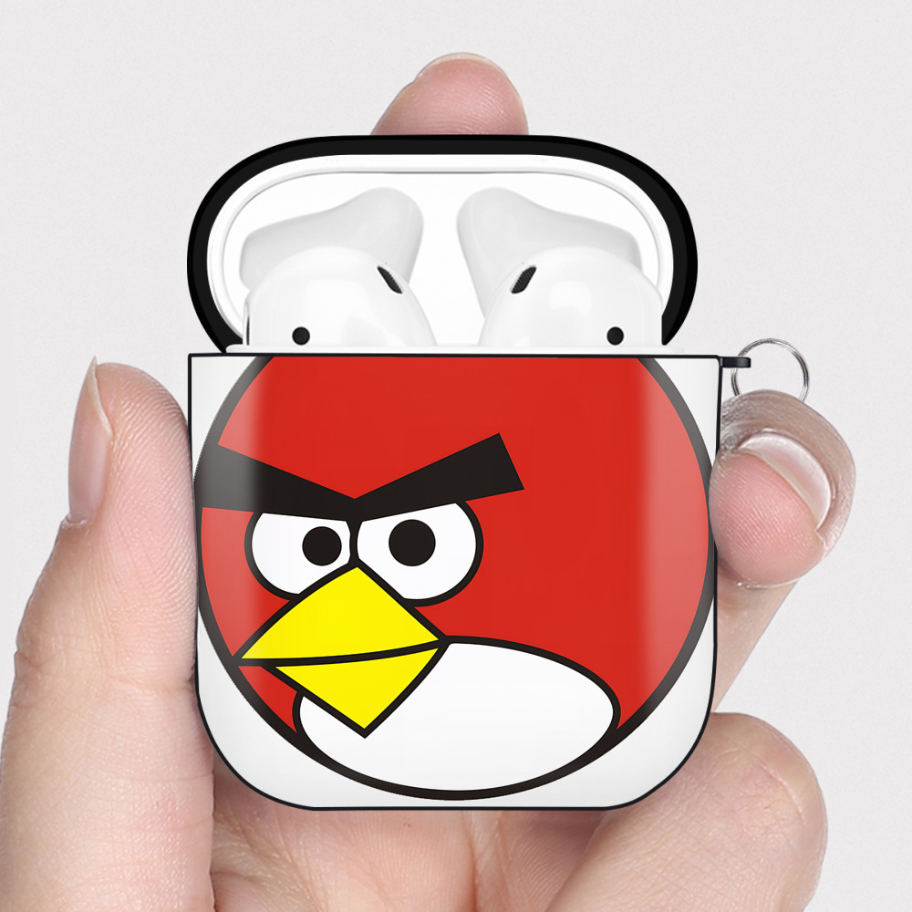 （画像用） Angry Birds アングリーバード AirPods 第2世代保護ケース ハードシェル ブラック 耐衝撃・防指紋・カラビナ付き