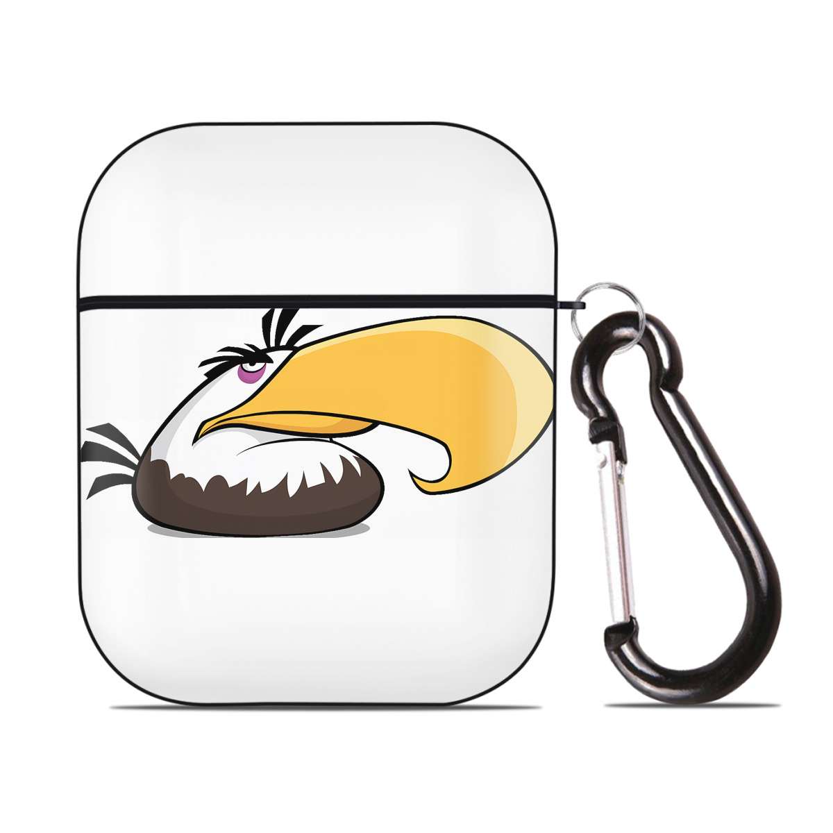 （画像用） Angry Birds アングリーバード AirPods 第2世代保護ケース ハードシェル ブラック 耐衝撃・防指紋・カラビナ付き