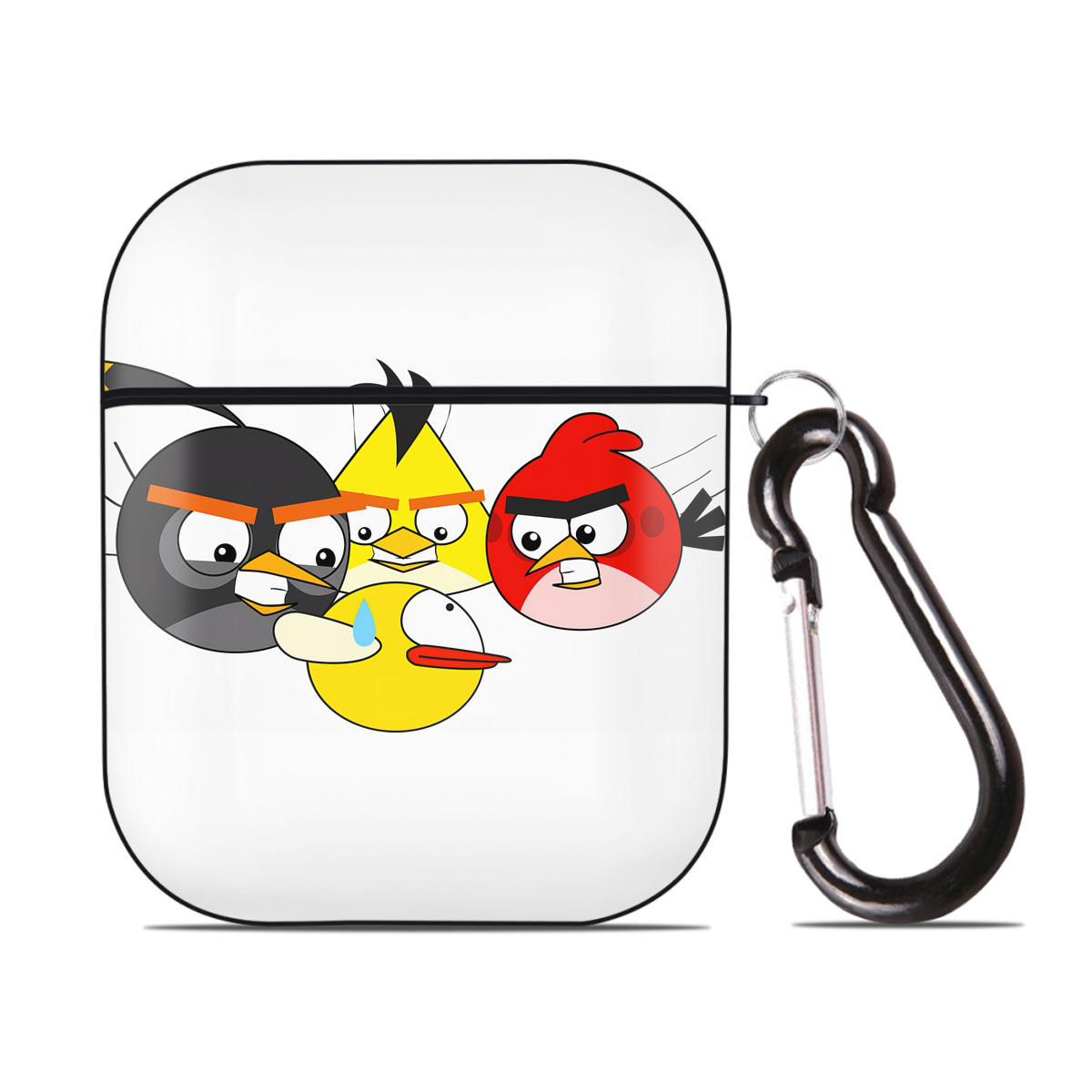 （画像用） Angry Birds アングリーバード AirPods 第2世代保護ケース ハードシェル ブラック 耐衝撃・防指紋・カラビナ付き