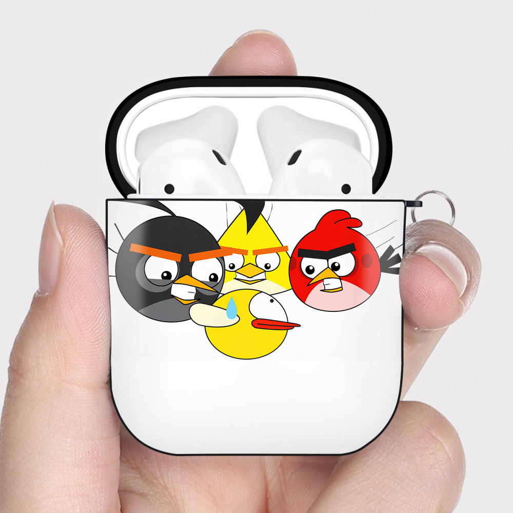 （画像用） Angry Birds アングリーバード AirPods 第2世代保護ケース ハードシェル ブラック 耐衝撃・防指紋・カラビナ付き