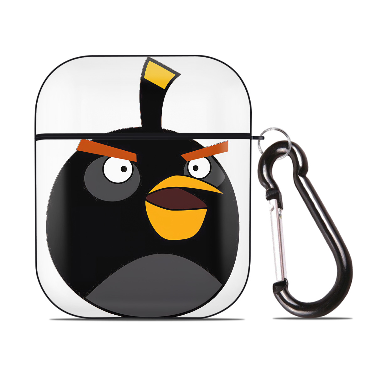 （画像用） Angry Birds アングリーバード AirPods 第2世代保護ケース ハードシェル ブラック 耐衝撃・防指紋・カラビナ付き