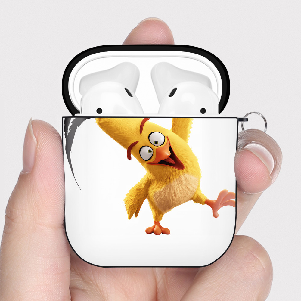 （画像用） Angry Birds アングリーバード AirPods 第2世代保護ケース ハードシェル ブラック 耐衝撃・防指紋・カラビナ付き