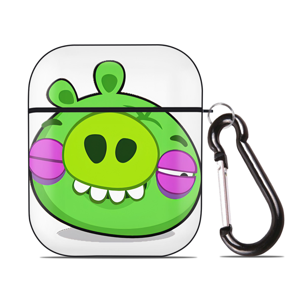 （画像用） Angry Birds アングリーバード AirPods 第2世代保護ケース ハードシェル ブラック 耐衝撃・防指紋・カラビナ付き