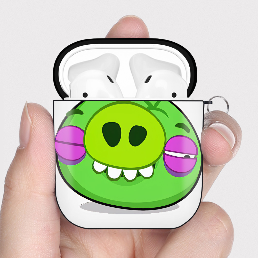（画像用） Angry Birds アングリーバード AirPods 第2世代保護ケース ハードシェル ブラック 耐衝撃・防指紋・カラビナ付き