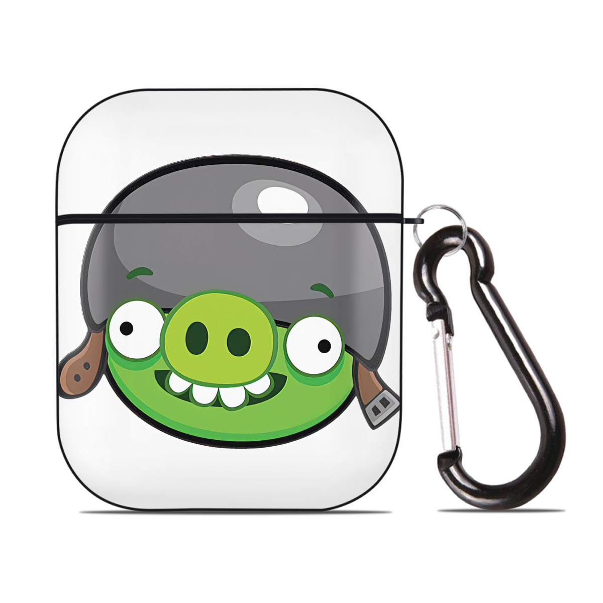 （画像用） Angry Birds アングリーバード AirPods 第2世代保護ケース ハードシェル ブラック 耐衝撃・防指紋・カラビナ付き