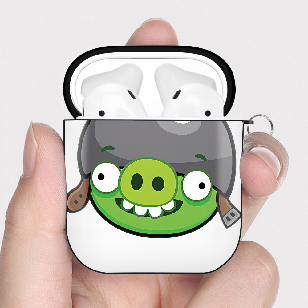 （画像用） Angry Birds アングリーバード AirPods 第2世代保護ケース ハードシェル ブラック 耐衝撃・防指紋・カラビナ付き