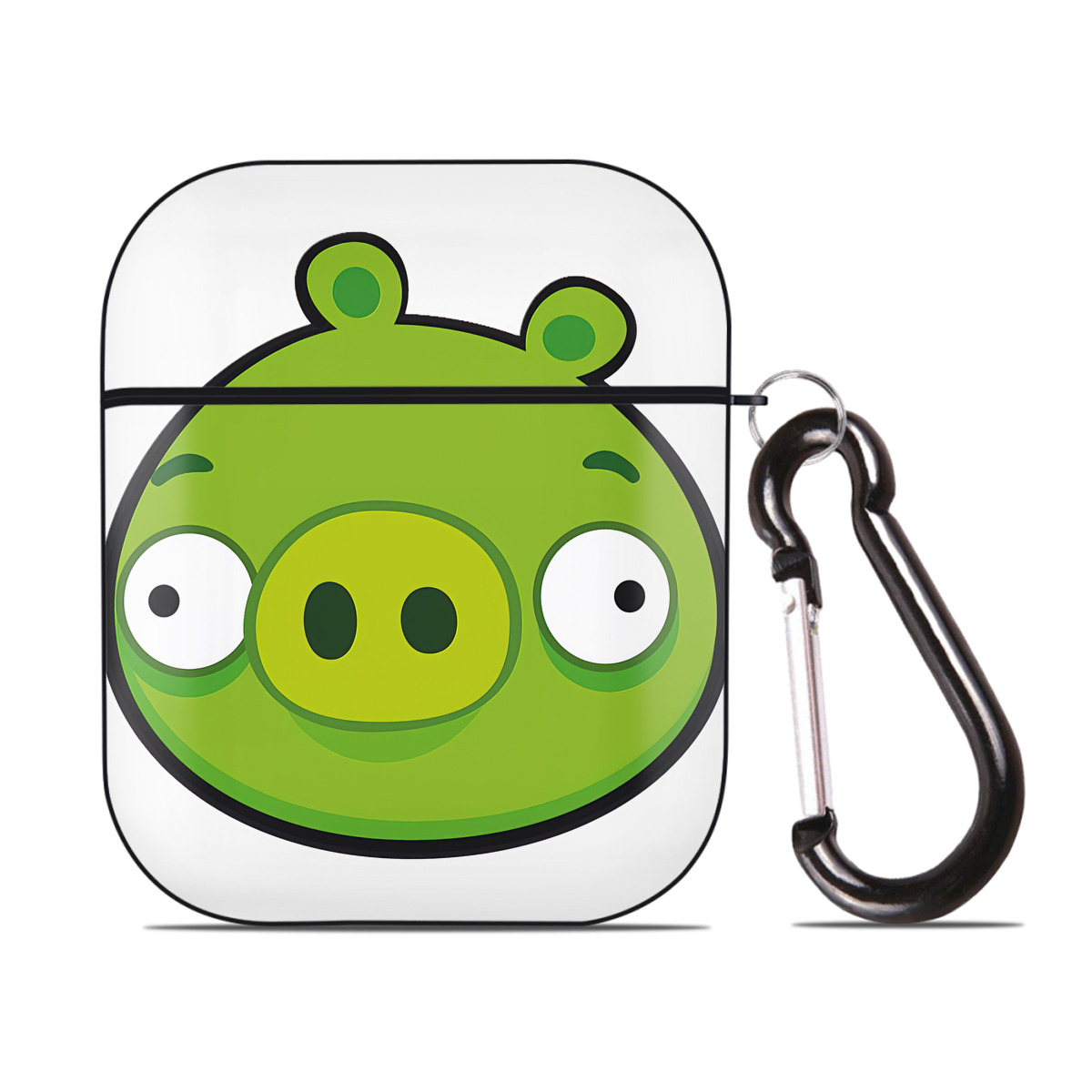 （画像用） Angry Birds アングリーバード AirPods 第2世代保護ケース ハードシェル ブラック 耐衝撃・防指紋・カラビナ付き