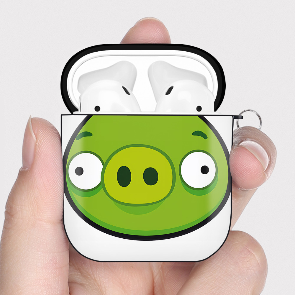 （画像用） Angry Birds アングリーバード AirPods 第2世代保護ケース ハードシェル ブラック 耐衝撃・防指紋・カラビナ付き