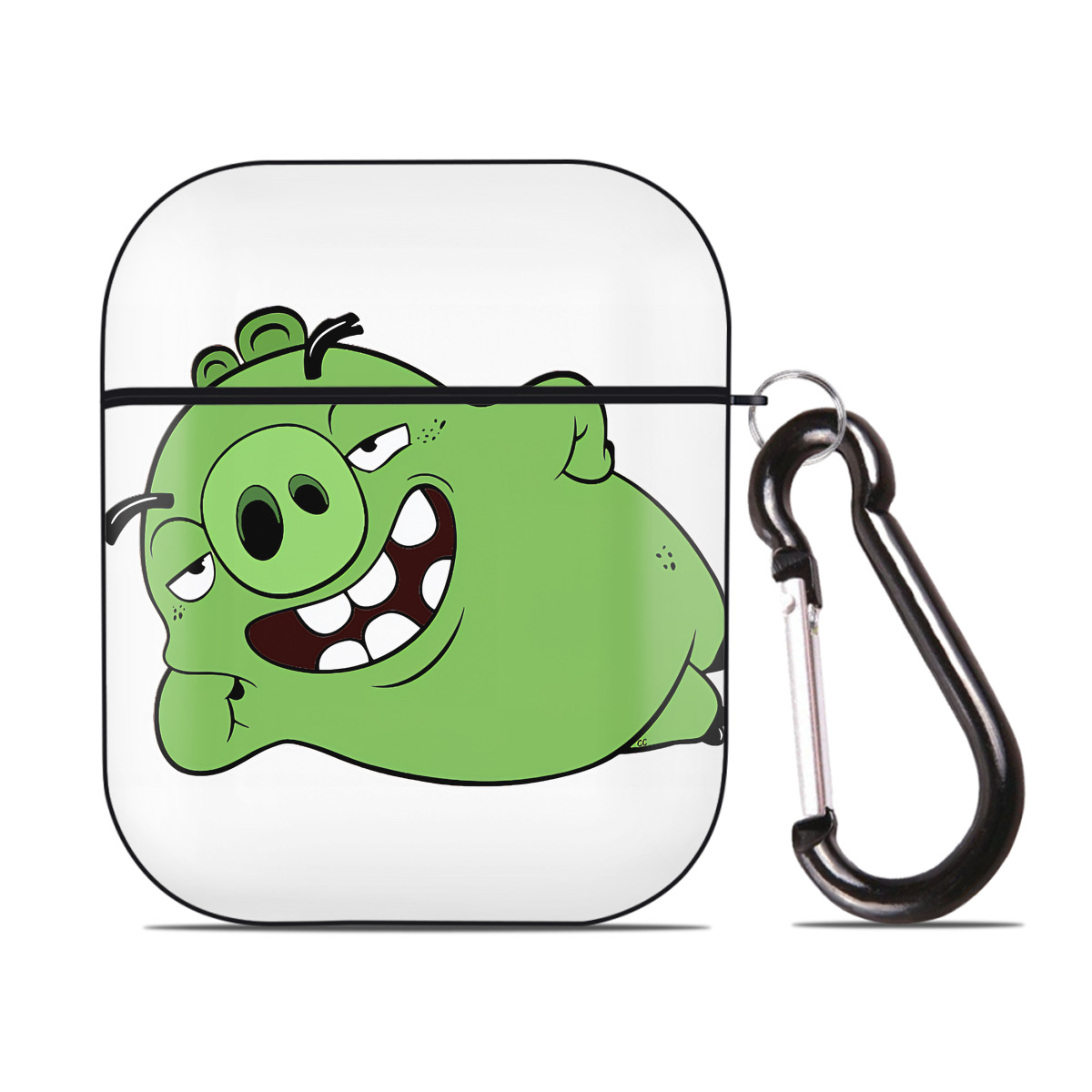 （画像用） Angry Birds アングリーバード AirPods 第2世代保護ケース ハードシェル ブラック 耐衝撃・防指紋・カラビナ付き
