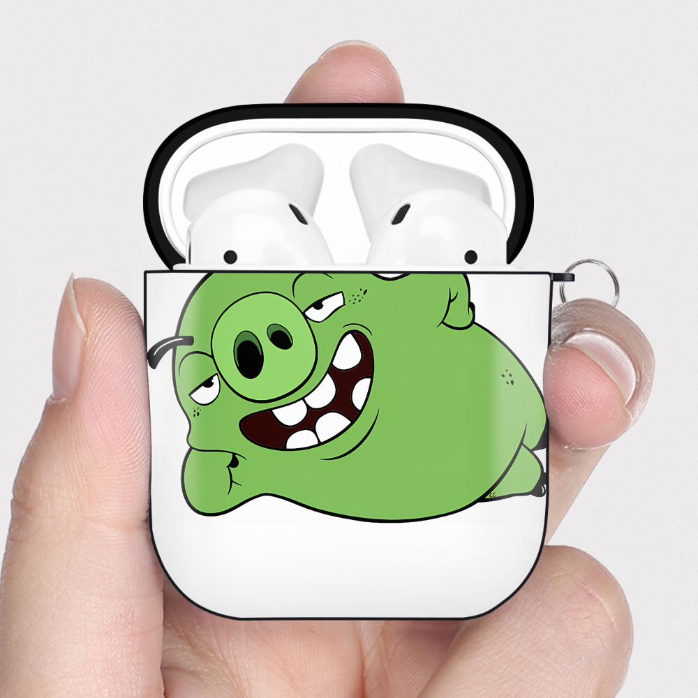 （画像用） Angry Birds アングリーバード AirPods 第2世代保護ケース ハードシェル ブラック 耐衝撃・防指紋・カラビナ付き