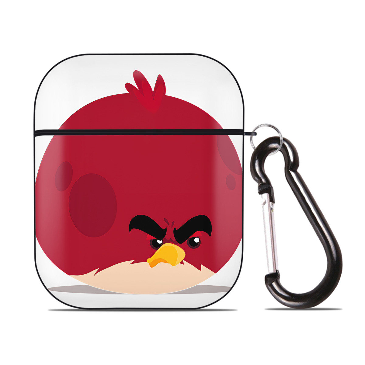 （画像用） Angry Birds アングリーバード AirPods 第2世代保護ケース ハードシェル ブラック 耐衝撃・防指紋・カラビナ付き