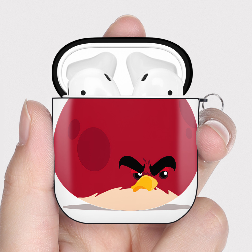 （画像用） Angry Birds アングリーバード AirPods 第2世代保護ケース ハードシェル ブラック 耐衝撃・防指紋・カラビナ付き