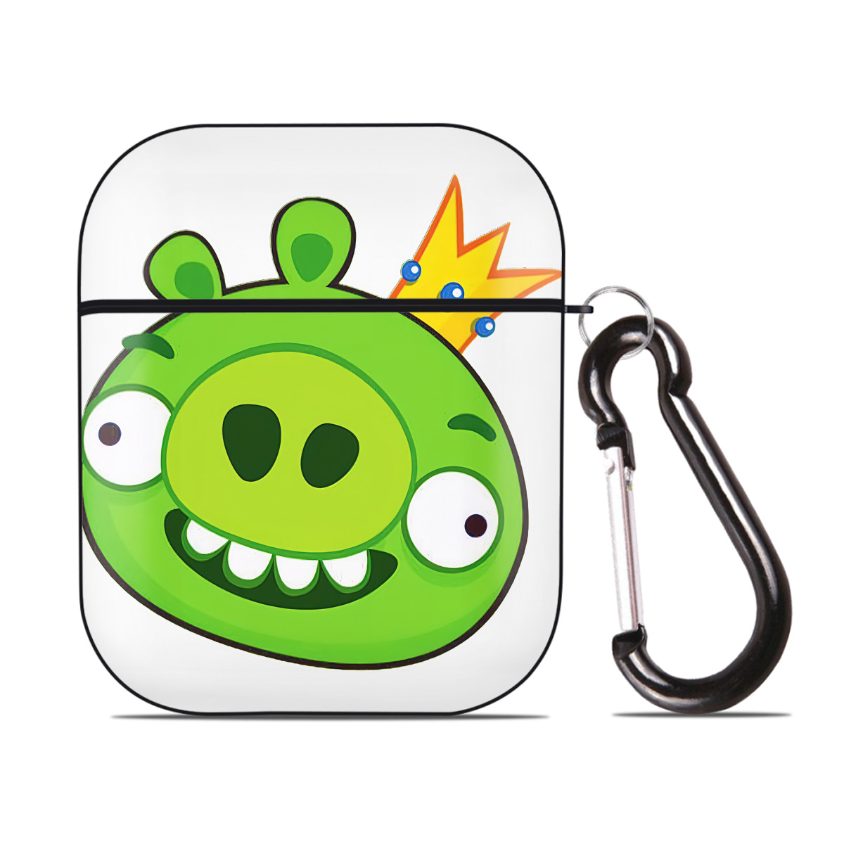 （画像用） Angry Birds アングリーバード AirPods 第2世代保護ケース ハードシェル ブラック 耐衝撃・防指紋・カラビナ付き