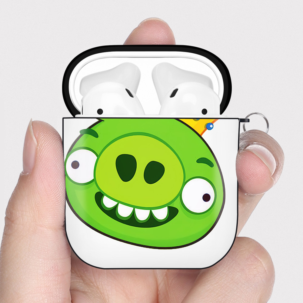 （画像用） Angry Birds アングリーバード AirPods 第2世代保護ケース ハードシェル ブラック 耐衝撃・防指紋・カラビナ付き