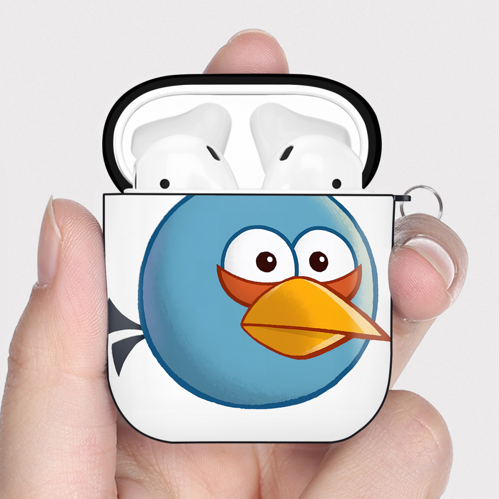 （画像用） Angry Birds アングリーバード AirPods 第2世代保護ケース ハードシェル ブラック 耐衝撃・防指紋・カラビナ付き