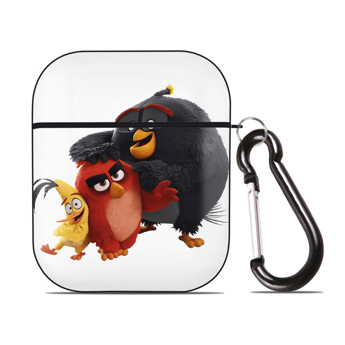 （画像用） Angry Birds アングリーバード AirPods 第2世代保護ケース ハードシェル ブラック 耐衝撃・防指紋・カラビナ付き