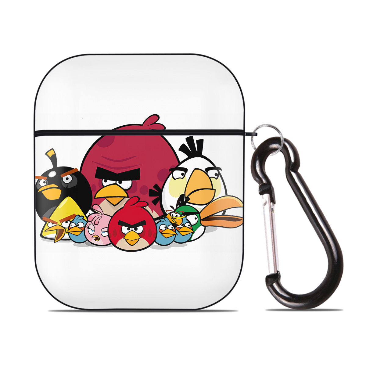 （画像用） Angry Birds アングリーバード AirPods 第2世代保護ケース ハードシェル ブラック 耐衝撃・防指紋・カラビナ付き
