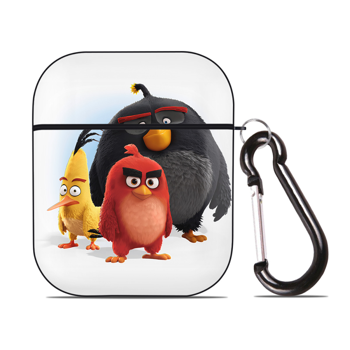 （画像用） Angry Birds アングリーバード AirPods 第2世代保護ケース ハードシェル ブラック 耐衝撃・防指紋・カラビナ付き