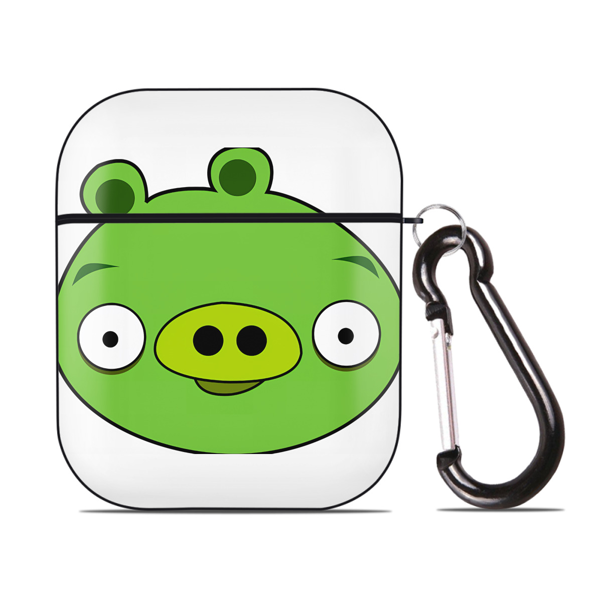 （画像用） Angry Birds アングリーバード AirPods 第2世代保護ケース ハードシェル ブラック 耐衝撃・防指紋・カラビナ付き
