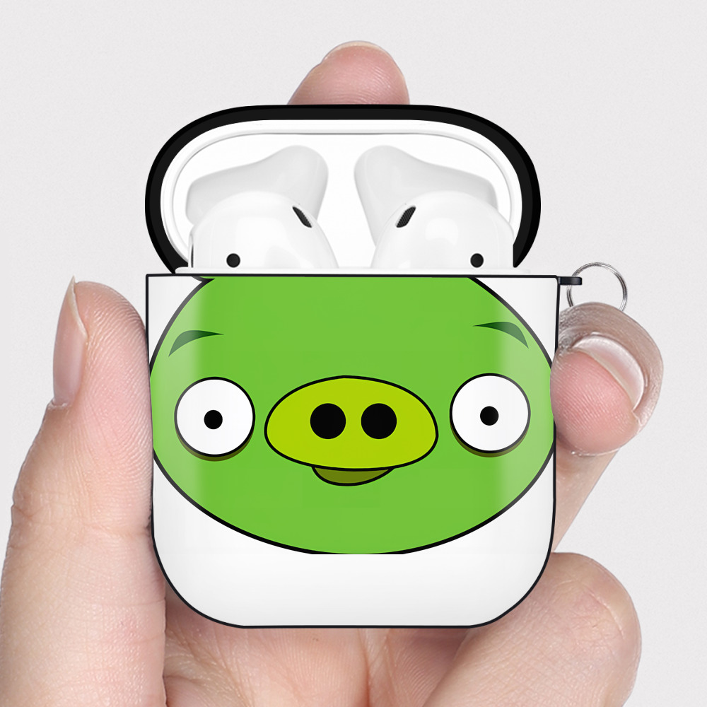 （画像用） Angry Birds アングリーバード AirPods 第2世代保護ケース ハードシェル ブラック 耐衝撃・防指紋・カラビナ付き