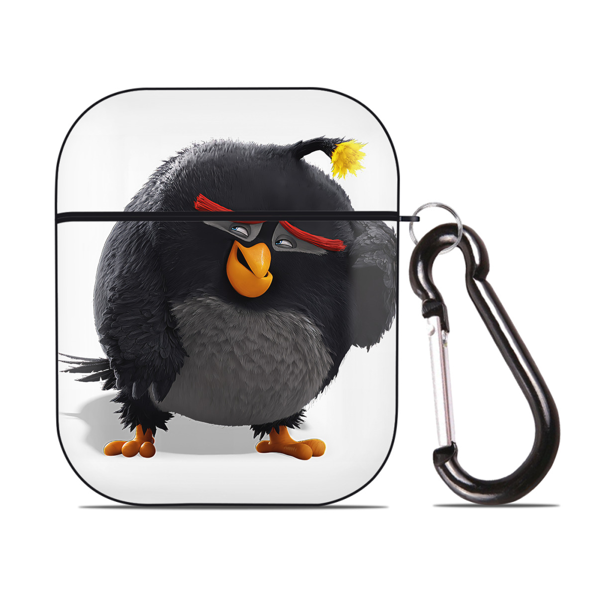 （画像用） Angry Birds アングリーバード AirPods 第2世代保護ケース ハードシェル ブラック 耐衝撃・防指紋・カラビナ付き