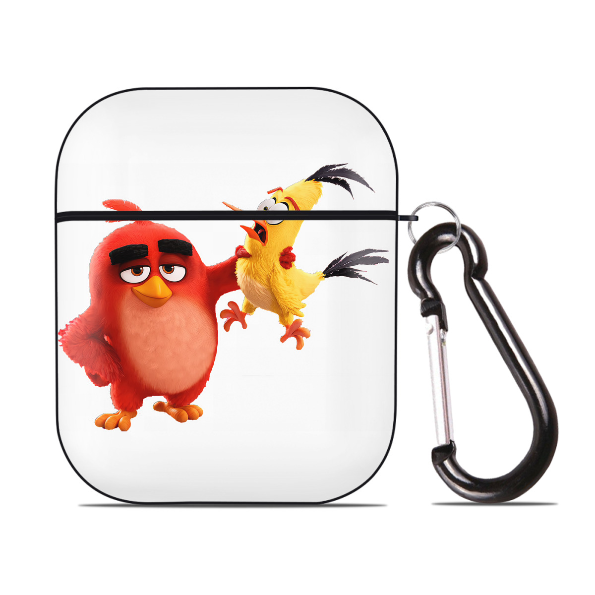 （画像用） Angry Birds アングリーバード AirPods 第2世代保護ケース ハードシェル ブラック 耐衝撃・防指紋・カラビナ付き