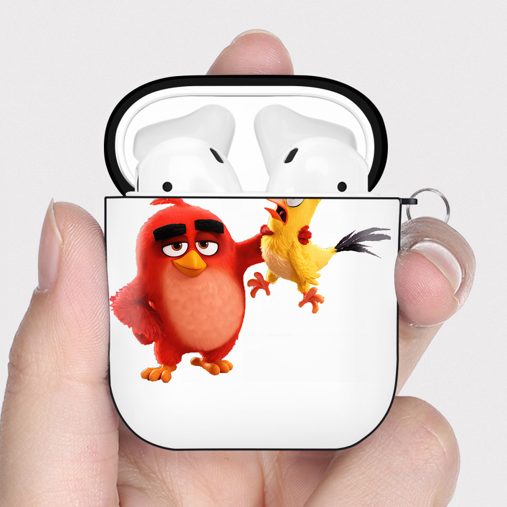 （画像用） Angry Birds アングリーバード AirPods 第2世代保護ケース ハードシェル ブラック 耐衝撃・防指紋・カラビナ付き
