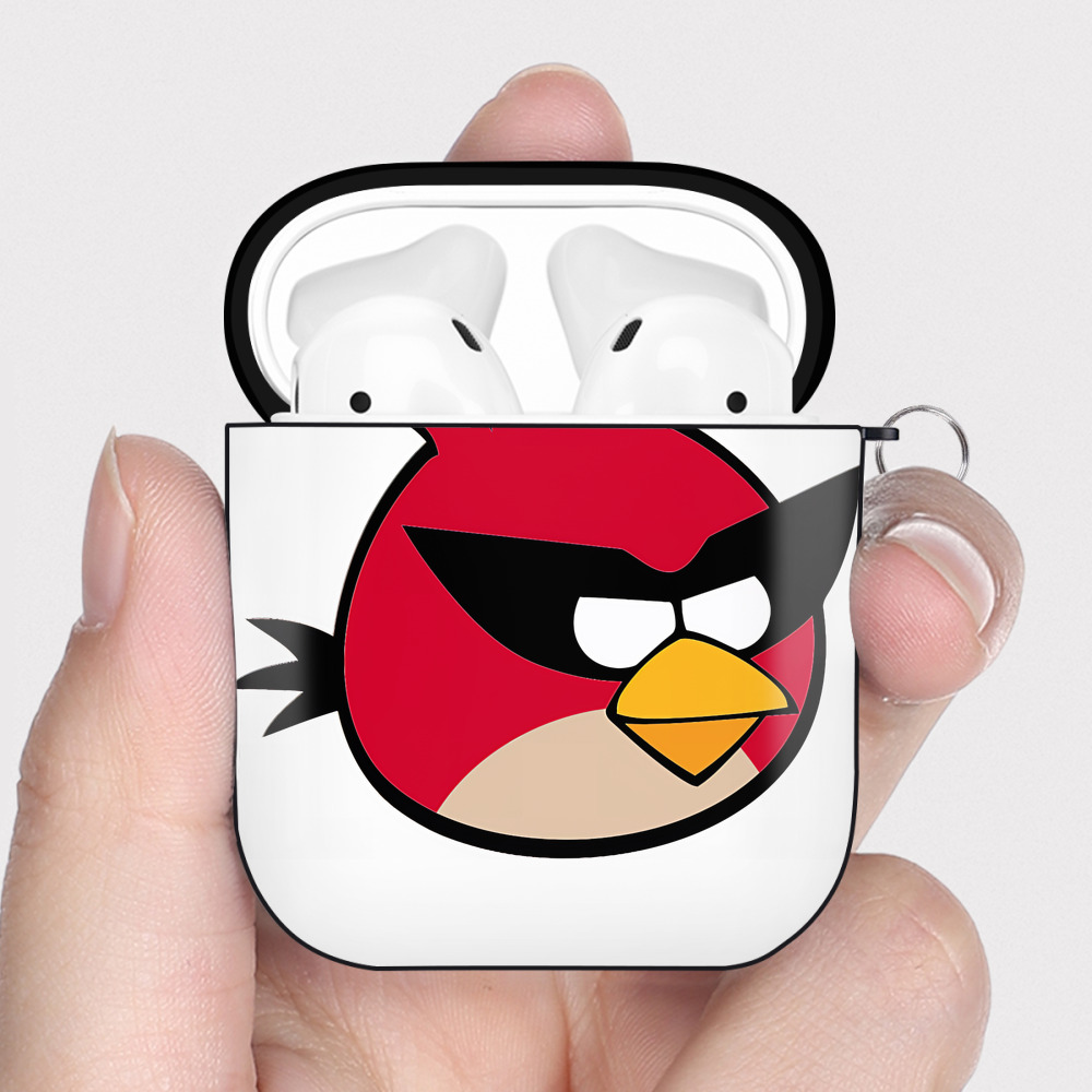 （画像用） Angry Birds アングリーバード AirPods 第2世代保護ケース ハードシェル ブラック 耐衝撃・防指紋・カラビナ付き