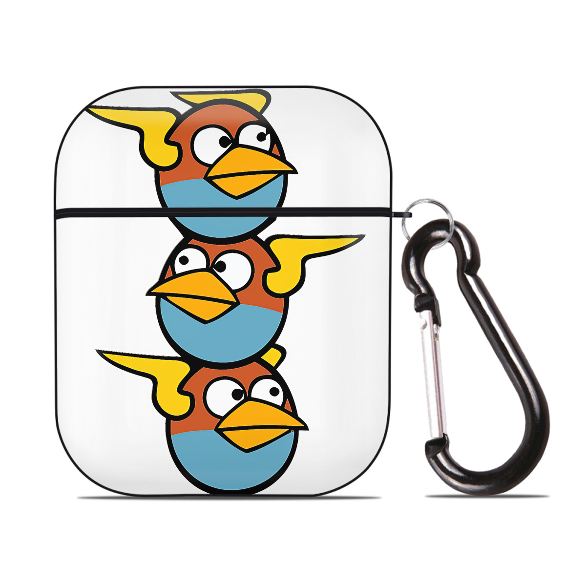 （画像用） Angry Birds アングリーバード AirPods 第2世代保護ケース ハードシェル ブラック 耐衝撃・防指紋・カラビナ付き