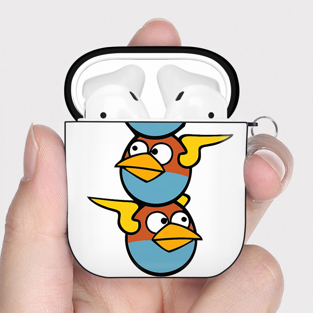 （画像用） Angry Birds アングリーバード AirPods 第2世代保護ケース ハードシェル ブラック 耐衝撃・防指紋・カラビナ付き