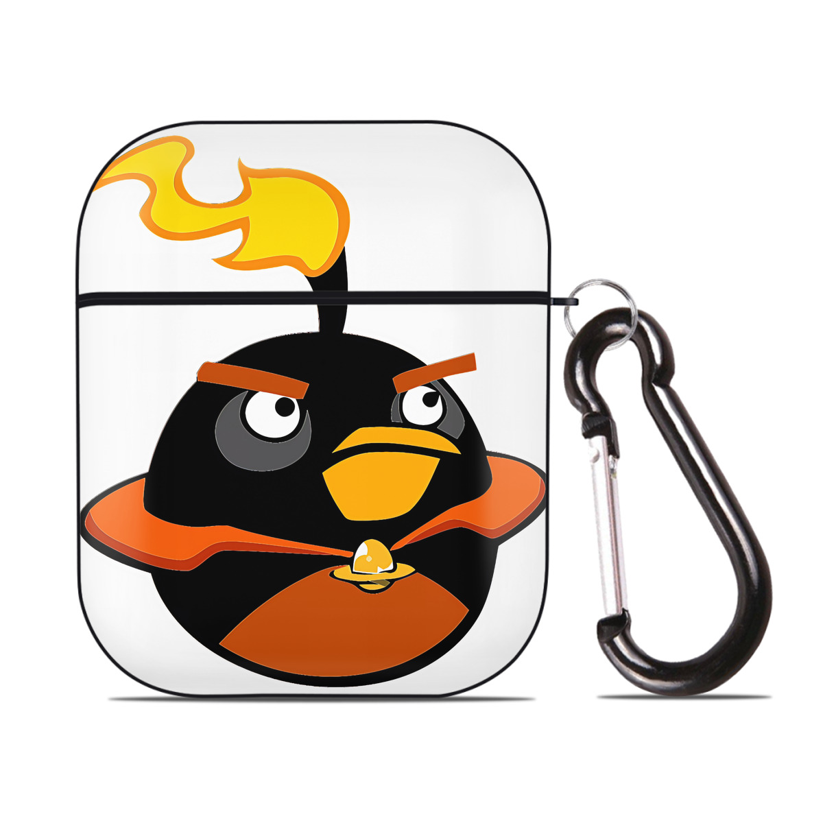 （画像用） Angry Birds アングリーバード AirPods 第2世代保護ケース ハードシェル ブラック 耐衝撃・防指紋・カラビナ付き