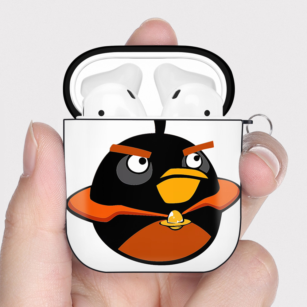 （画像用） Angry Birds アングリーバード AirPods 第2世代保護ケース ハードシェル ブラック 耐衝撃・防指紋・カラビナ付き