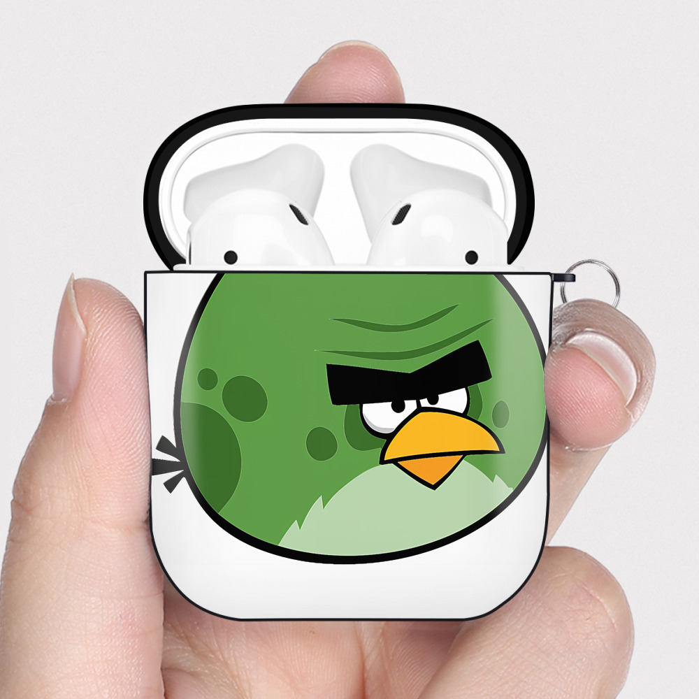 （画像用） Angry Birds アングリーバード AirPods 第2世代保護ケース ハードシェル ブラック 耐衝撃・防指紋・カラビナ付き