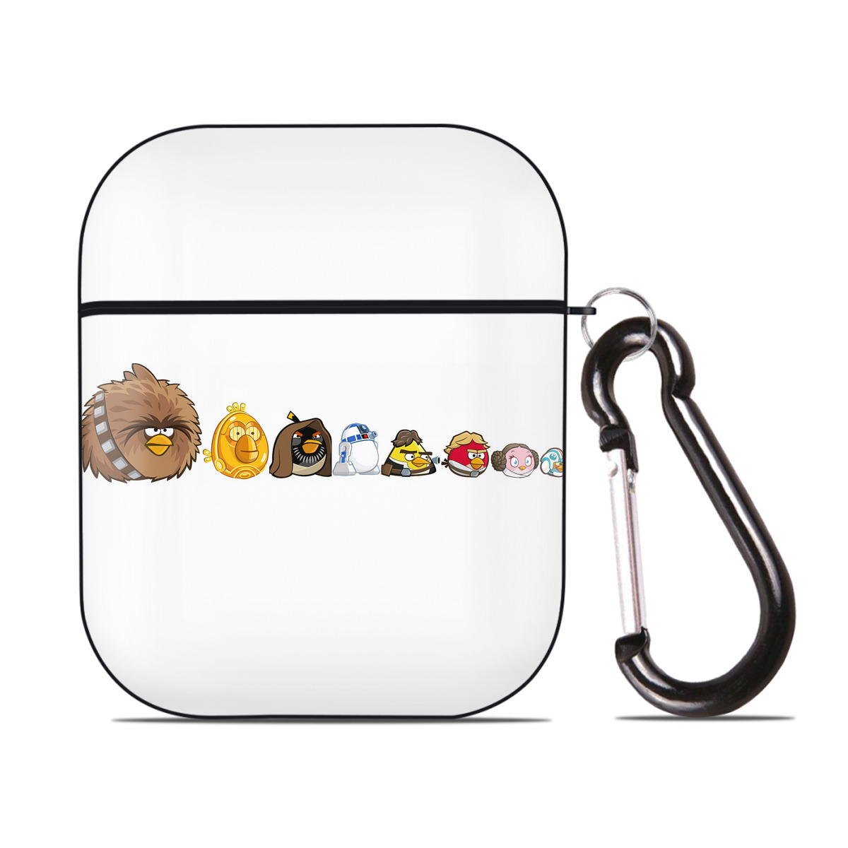 （画像用） Angry Birds アングリーバード AirPods 第2世代保護ケース ハードシェル ブラック 耐衝撃・防指紋・カラビナ付き