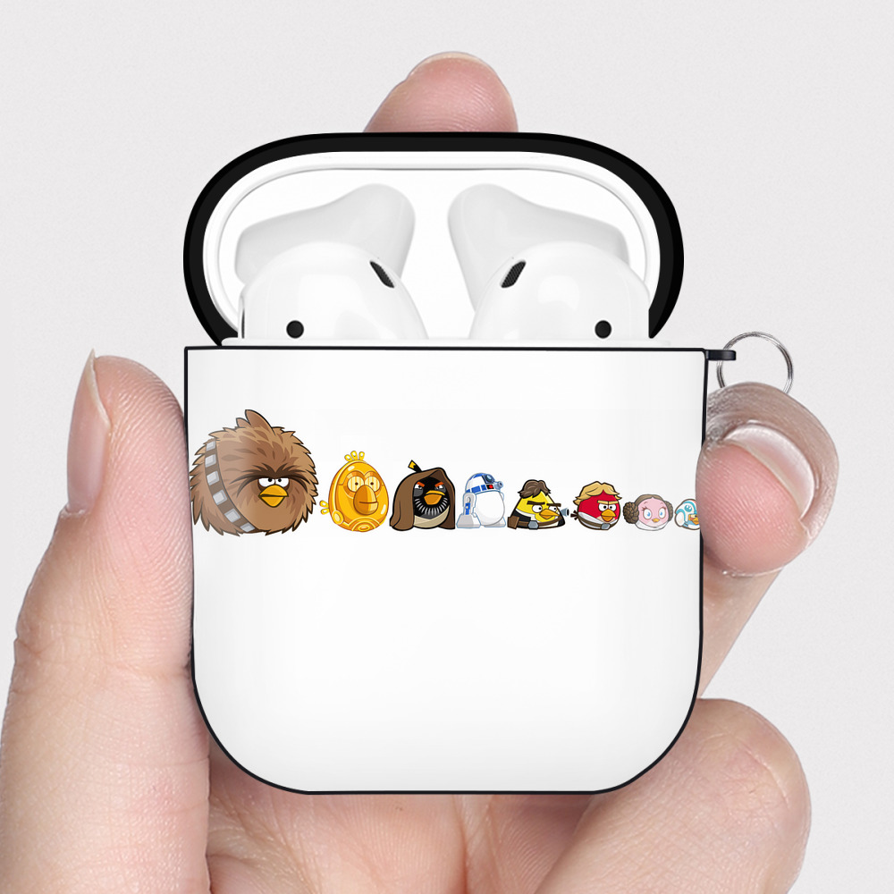 （画像用） Angry Birds アングリーバード AirPods 第2世代保護ケース ハードシェル ブラック 耐衝撃・防指紋・カラビナ付き