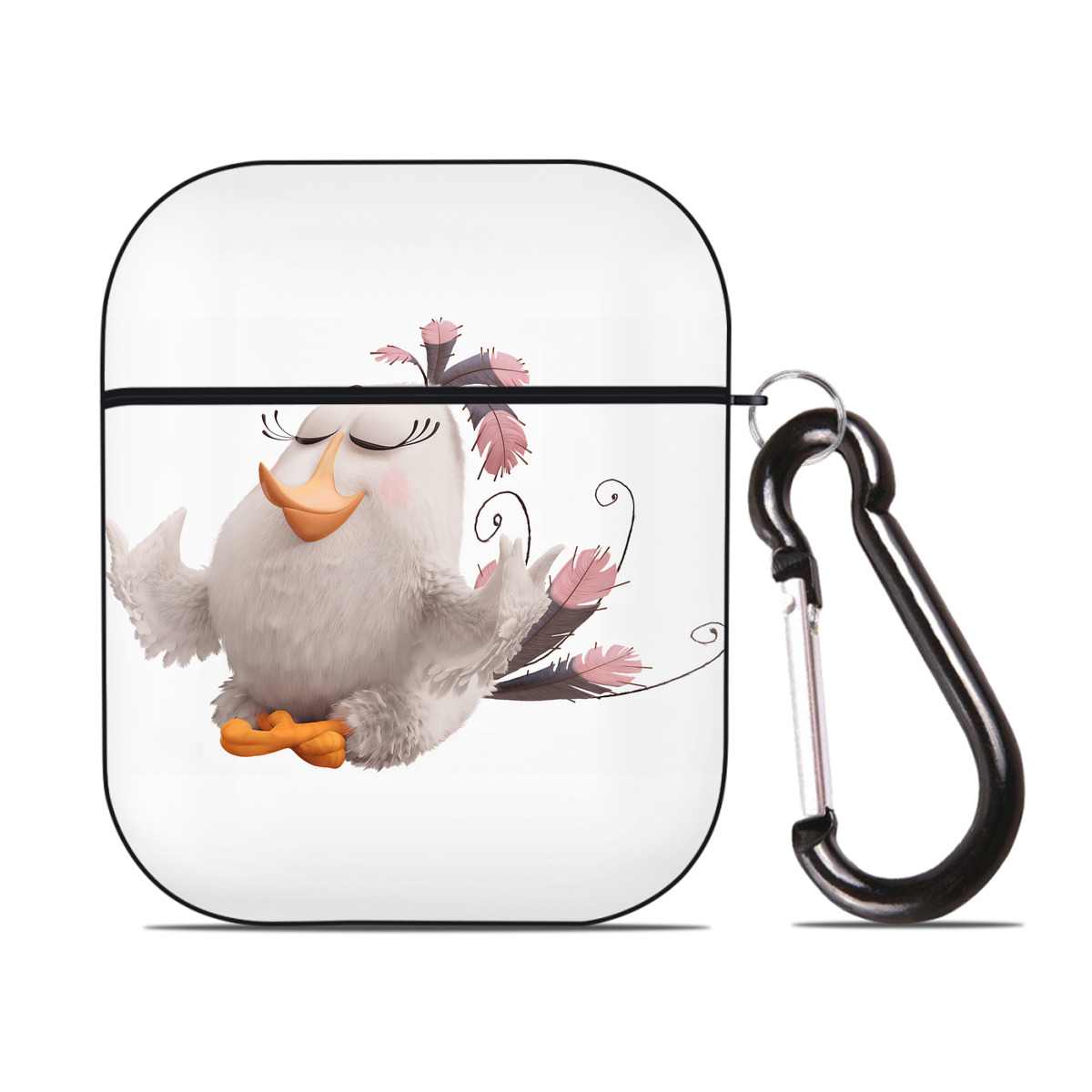 （画像用） Angry Birds アングリーバード AirPods 第2世代保護ケース ハードシェル ブラック 耐衝撃・防指紋・カラビナ付き
