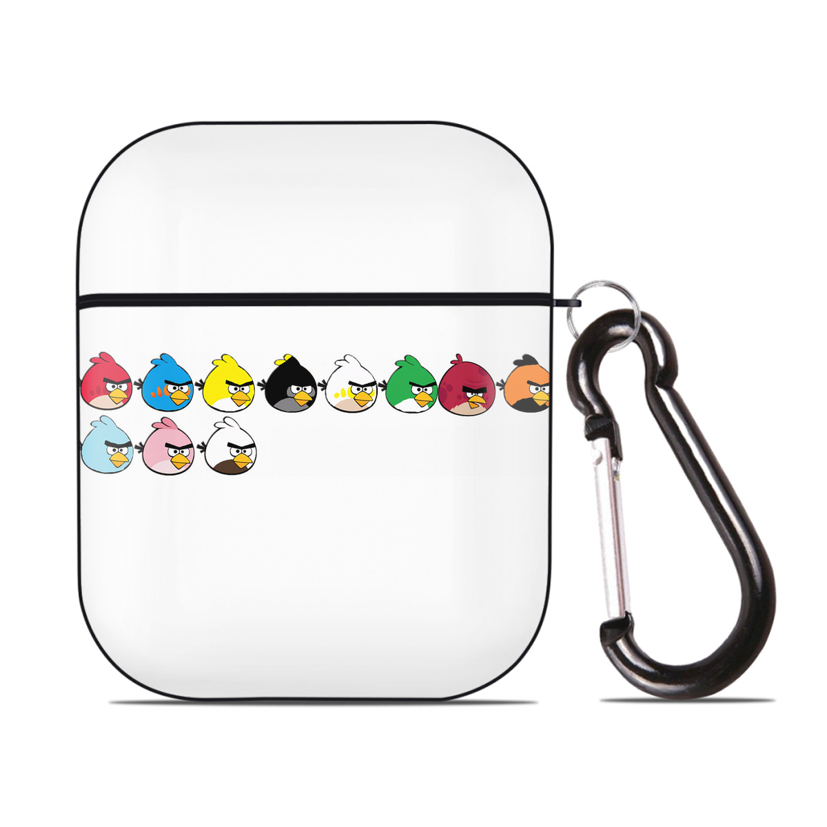 （画像用） Angry Birds アングリーバード AirPods 第2世代保護ケース ハードシェル ブラック 耐衝撃・防指紋・カラビナ付き