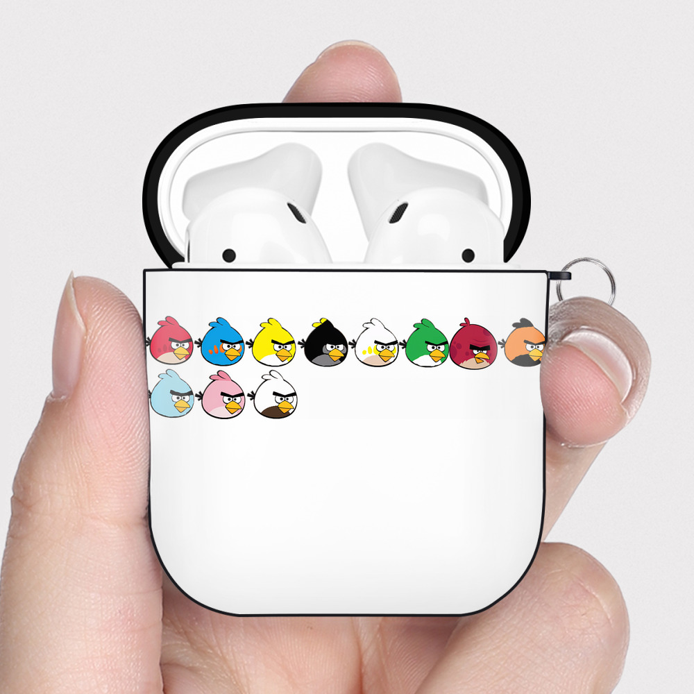 （画像用） Angry Birds アングリーバード AirPods 第2世代保護ケース ハードシェル ブラック 耐衝撃・防指紋・カラビナ付き