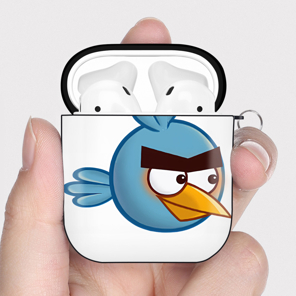 （画像用） Angry Birds アングリーバード AirPods 第2世代保護ケース ハードシェル ブラック 耐衝撃・防指紋・カラビナ付き