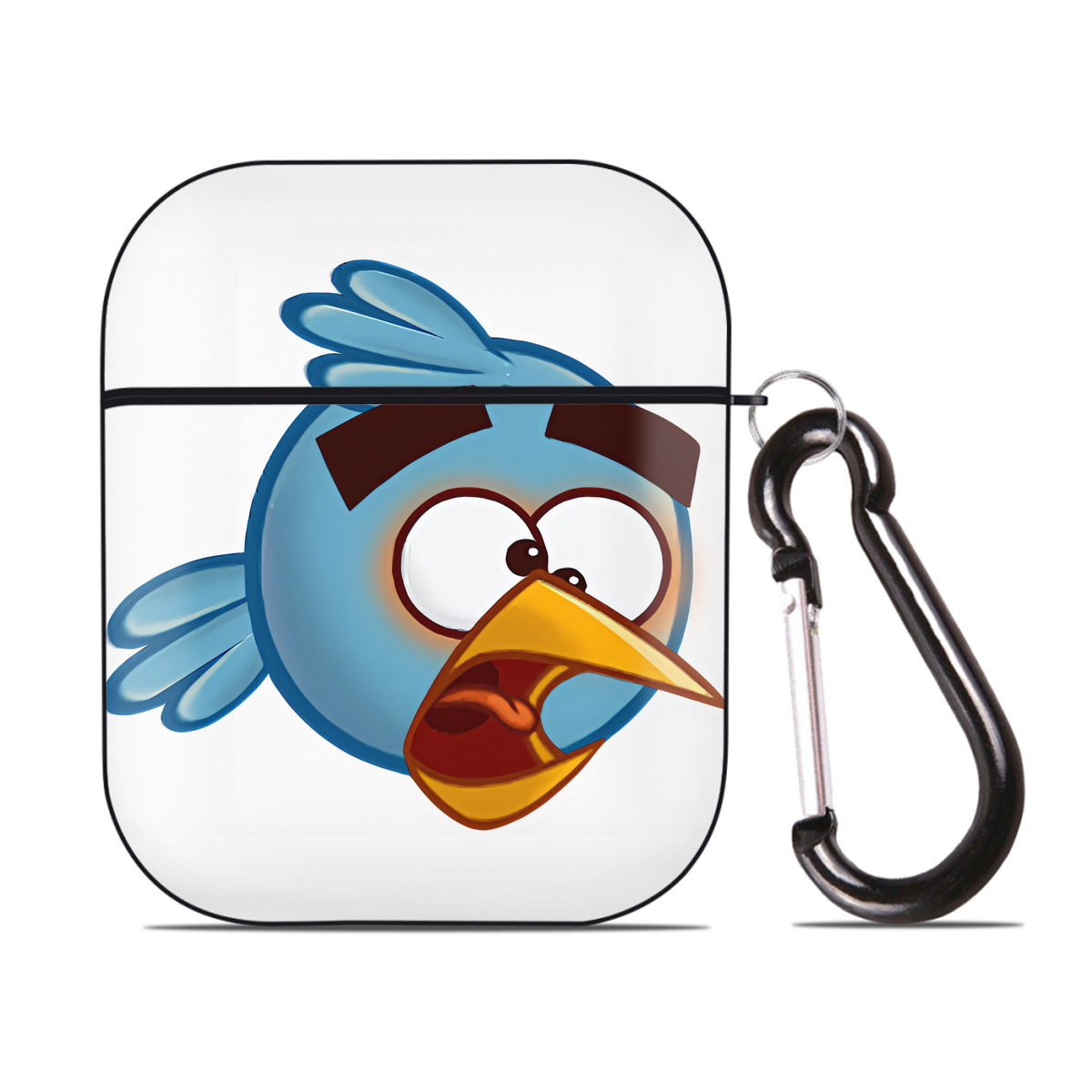 （画像用） Angry Birds アングリーバード AirPods 第2世代保護ケース ハードシェル ブラック 耐衝撃・防指紋・カラビナ付き