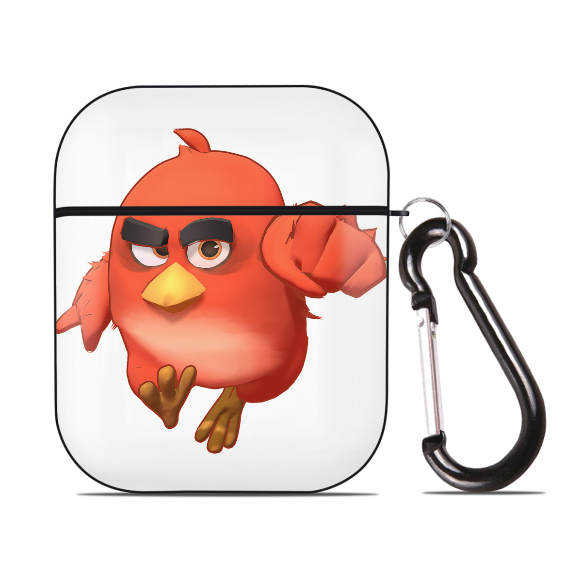 （画像用） Angry Birds アングリーバード AirPods 第2世代保護ケース ハードシェル ブラック 耐衝撃・防指紋・カラビナ付き