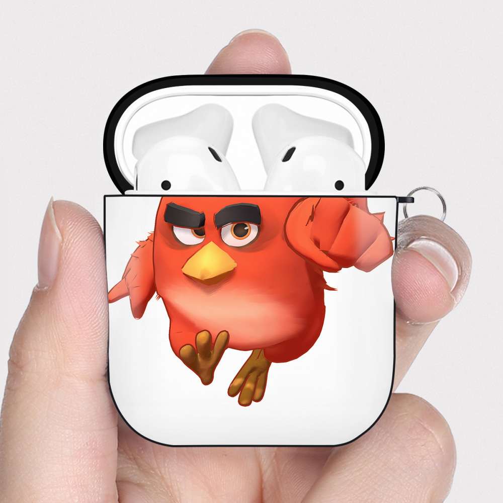 （画像用） Angry Birds アングリーバード AirPods 第2世代保護ケース ハードシェル ブラック 耐衝撃・防指紋・カラビナ付き